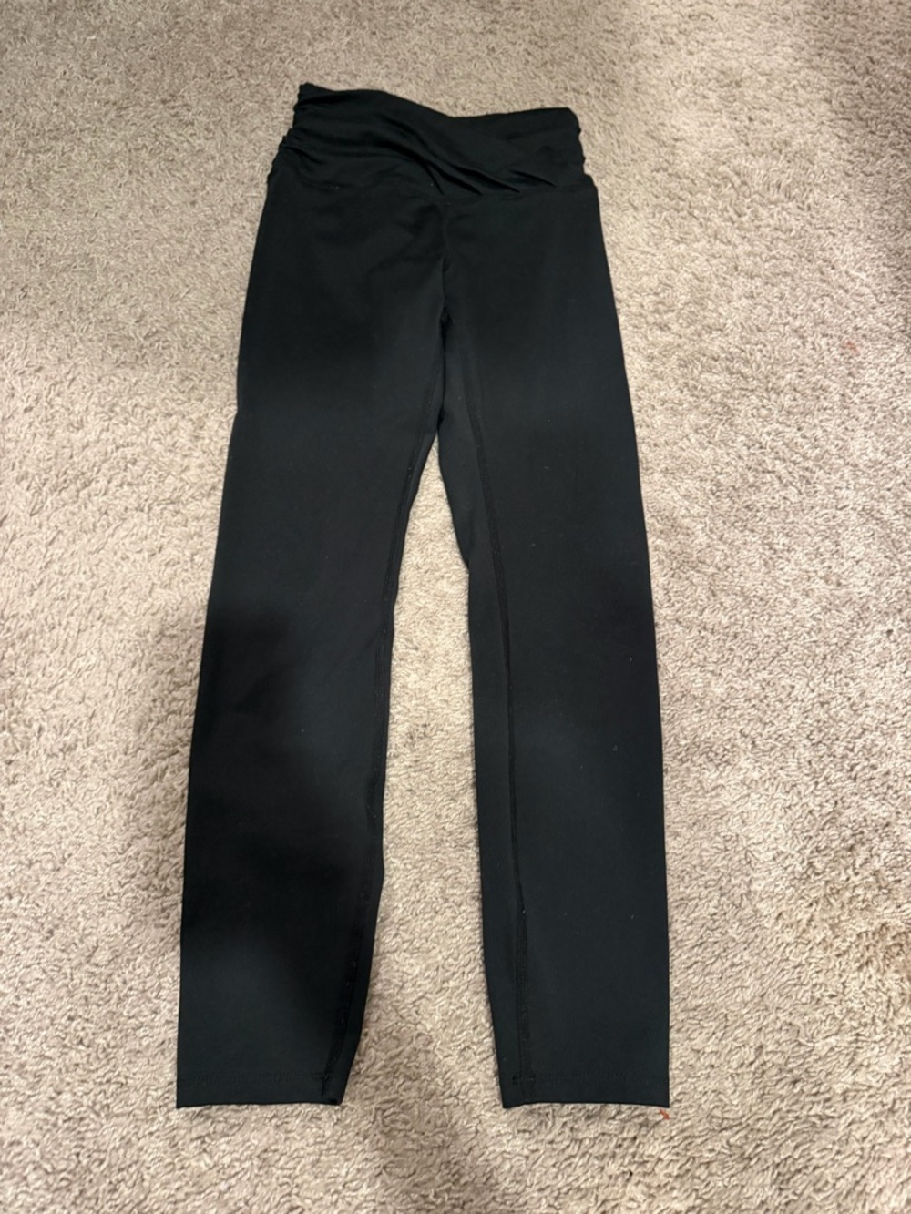 Black Fold-Over Waist Leggings- XS